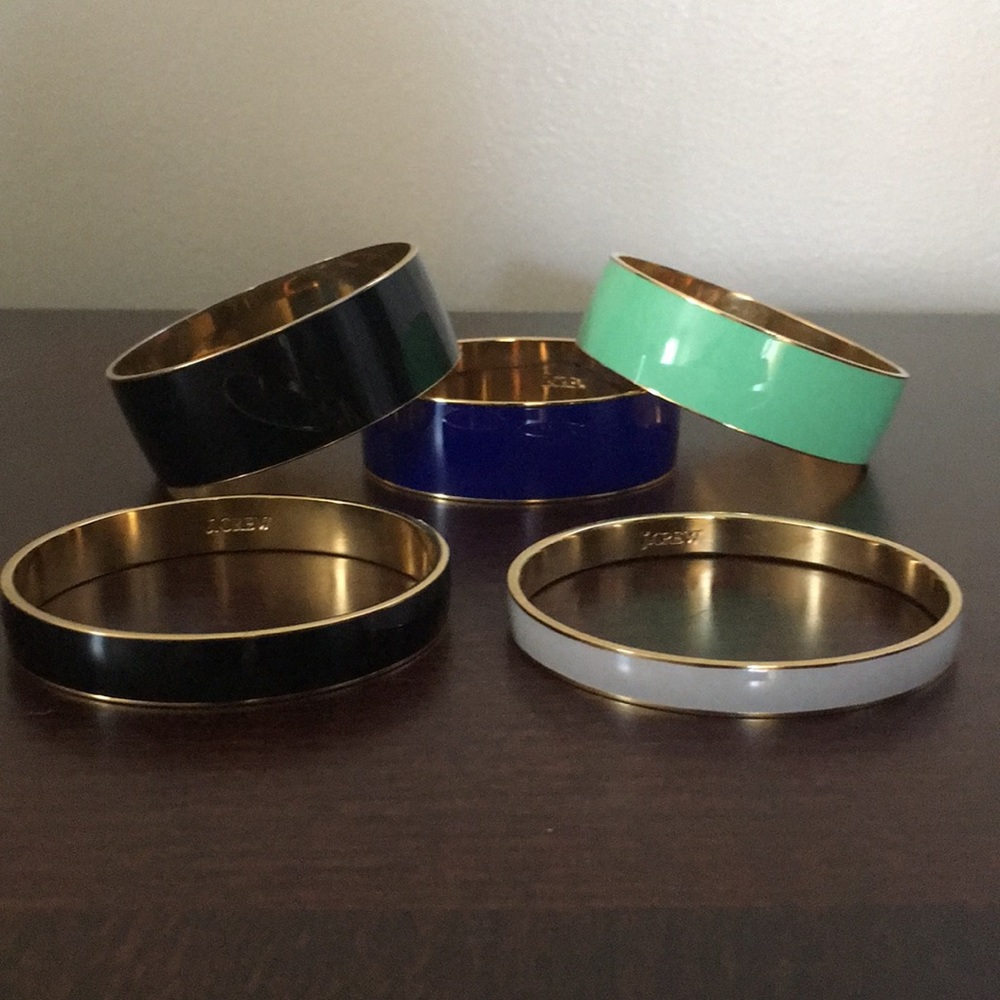 5 J Crew gold bangle bracelets